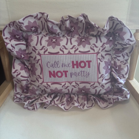 Call Me Hot Not Pretty Decorative Needlepoint Pillow - Picture 3 of 4